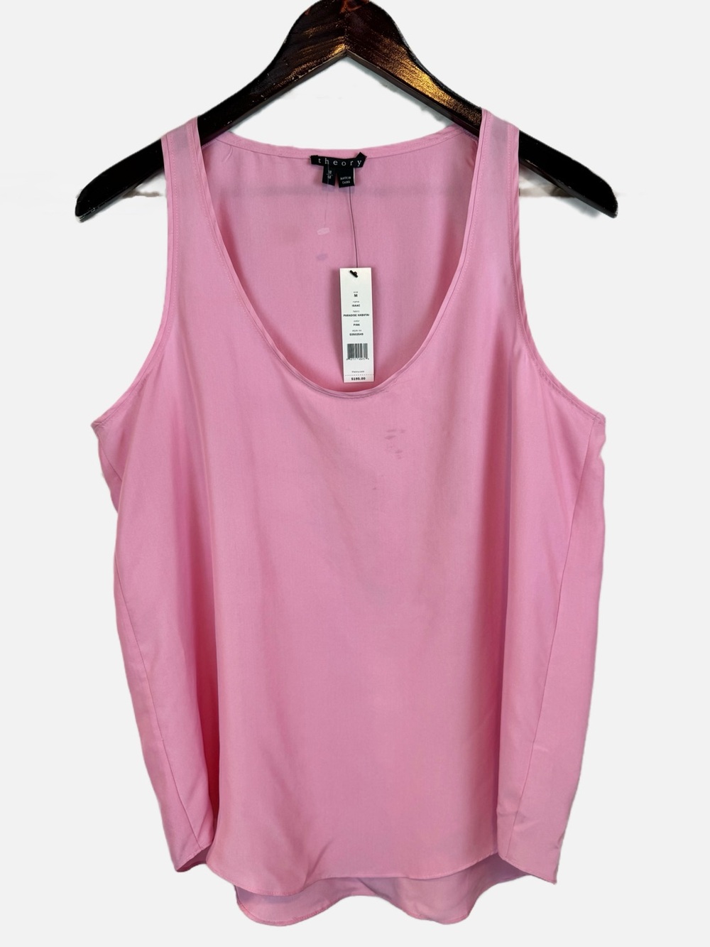 Theory | Pink 100% Silk Scoop Neck Tank Top, M NWT